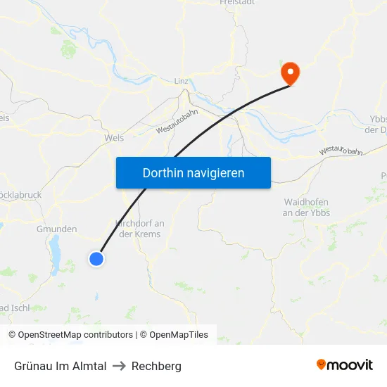 Grünau Im Almtal to Rechberg map
