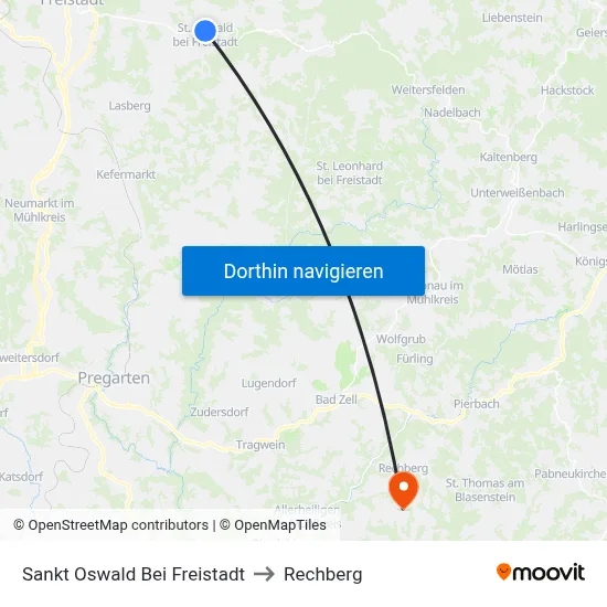 Sankt Oswald Bei Freistadt to Rechberg map