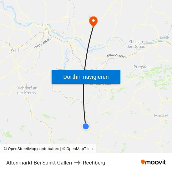 Altenmarkt Bei Sankt Gallen to Rechberg map