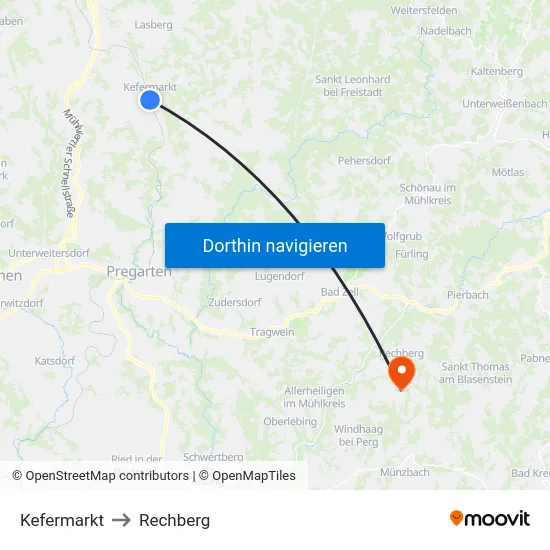 Kefermarkt to Rechberg map