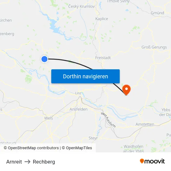 Arnreit to Rechberg map
