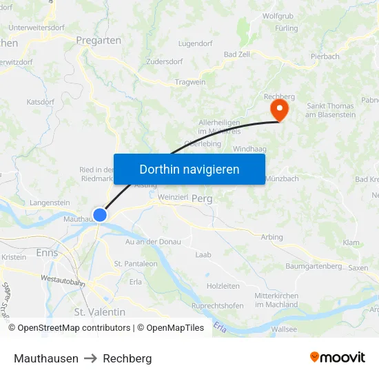 Mauthausen to Rechberg map
