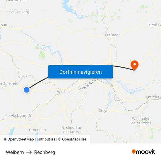Weibern to Rechberg map