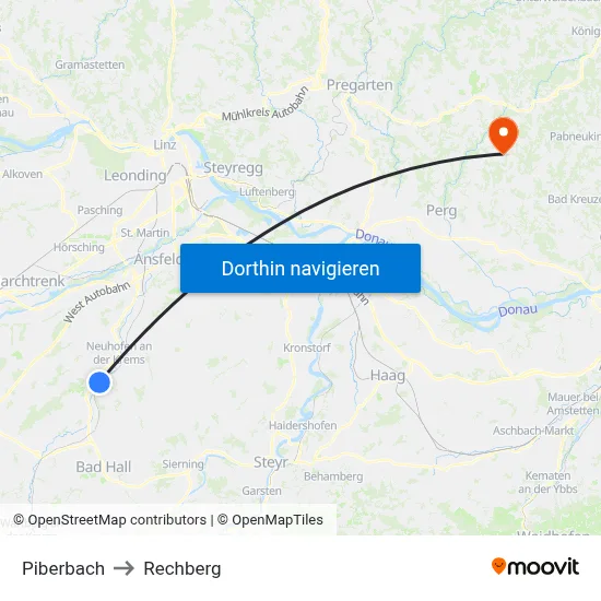 Piberbach to Rechberg map