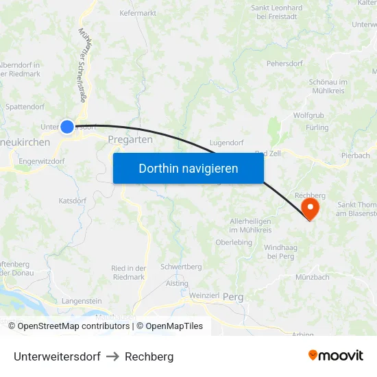 Unterweitersdorf to Rechberg map