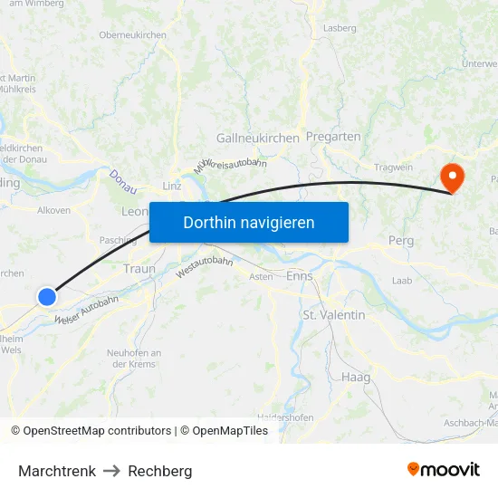 Marchtrenk to Rechberg map