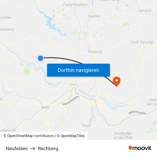 Neufelden to Rechberg map