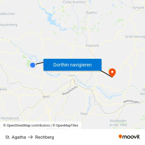 St. Agatha to Rechberg map