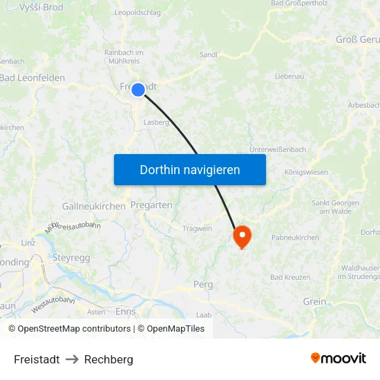 Freistadt to Rechberg map