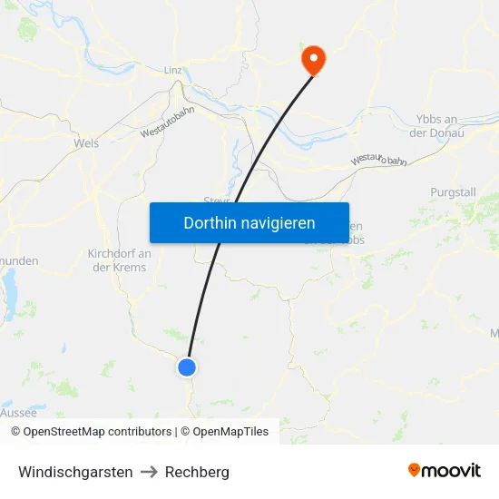 Windischgarsten to Rechberg map