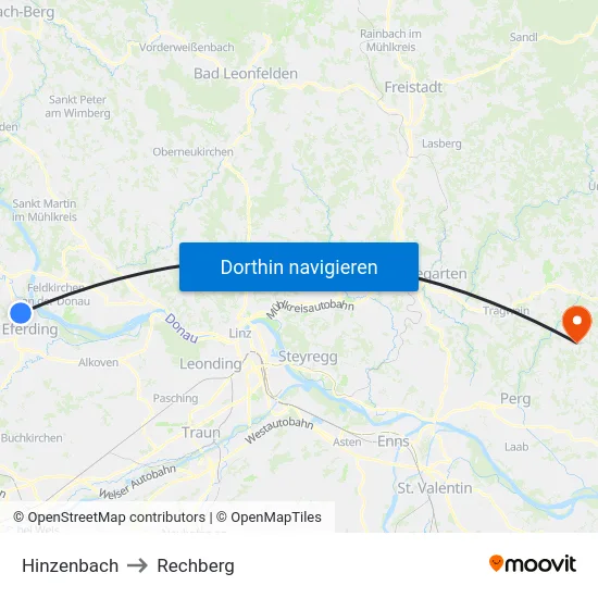 Hinzenbach to Rechberg map