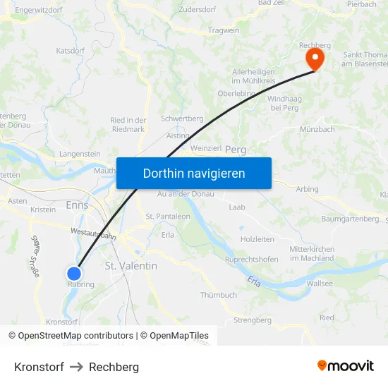 Kronstorf to Rechberg map