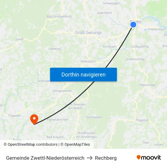 Gemeinde Zwettl-Niederösterreich to Rechberg map