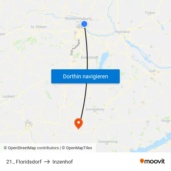 21., Floridsdorf to Inzenhof map