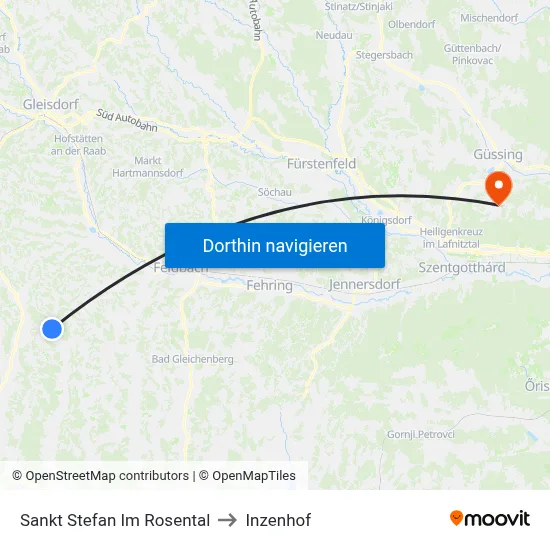 Sankt Stefan Im Rosental to Inzenhof map