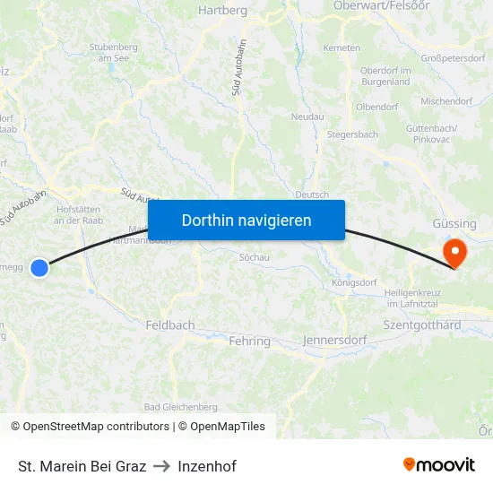 St. Marein Bei Graz to Inzenhof map