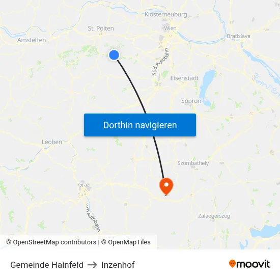 Gemeinde Hainfeld to Inzenhof map