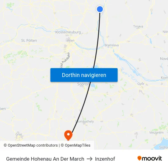 Gemeinde Hohenau An Der March to Inzenhof map