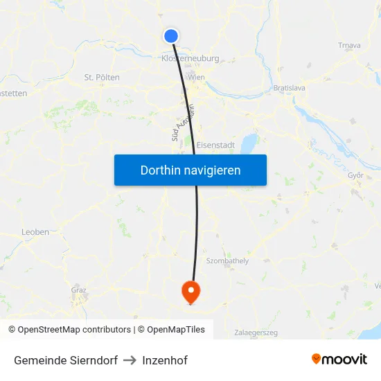 Gemeinde Sierndorf to Inzenhof map