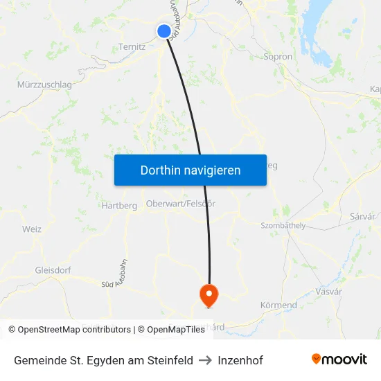 Gemeinde St. Egyden am Steinfeld to Inzenhof map