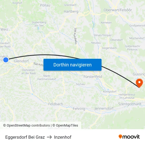 Eggersdorf Bei Graz to Inzenhof map