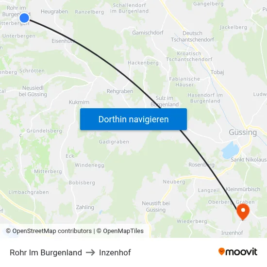 Rohr Im Burgenland to Inzenhof map