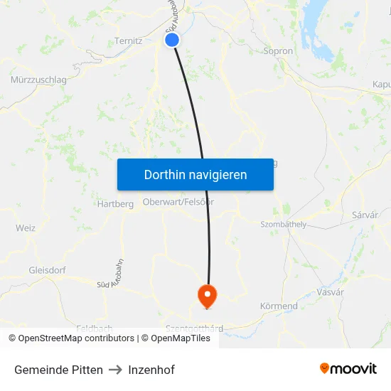 Gemeinde Pitten to Inzenhof map