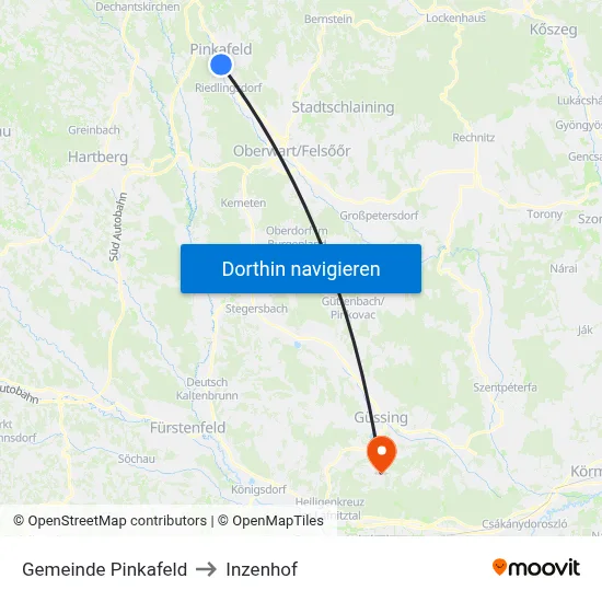 Gemeinde Pinkafeld to Inzenhof map