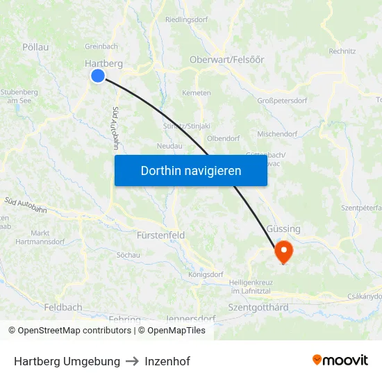 Hartberg Umgebung to Inzenhof map