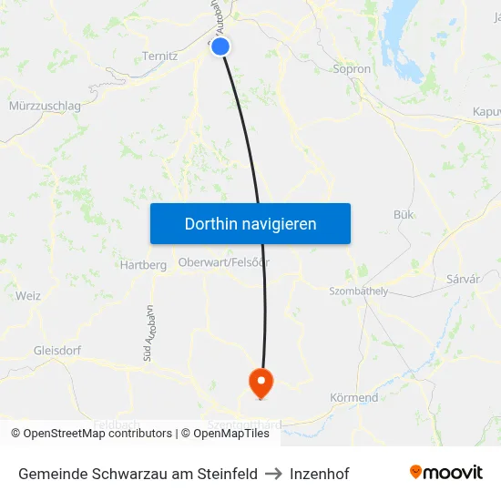 Gemeinde Schwarzau am Steinfeld to Inzenhof map