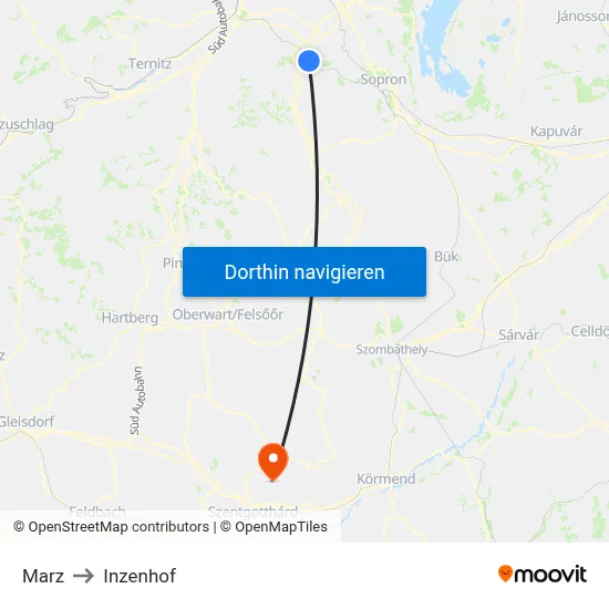 Marz to Inzenhof map