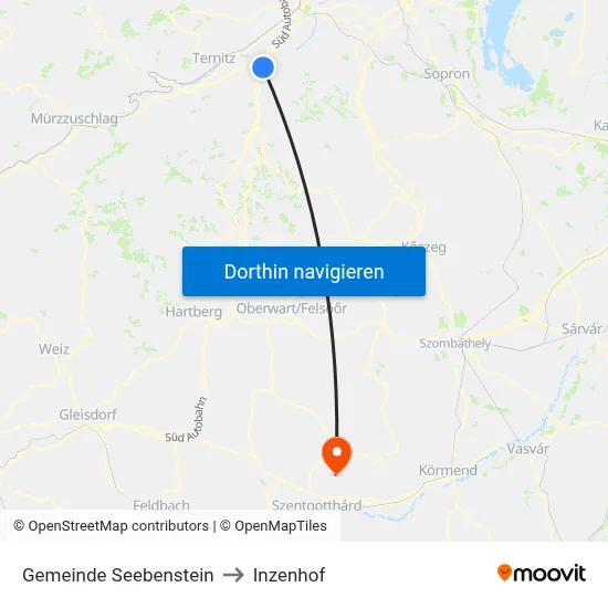 Gemeinde Seebenstein to Inzenhof map
