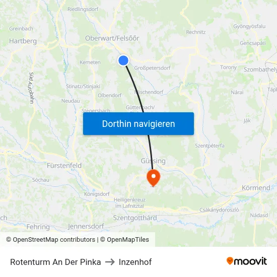 Rotenturm An Der Pinka to Inzenhof map