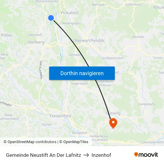 Gemeinde Neustift An Der Lafnitz to Inzenhof map