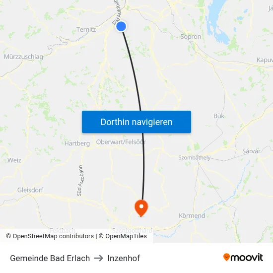 Gemeinde Bad Erlach to Inzenhof map