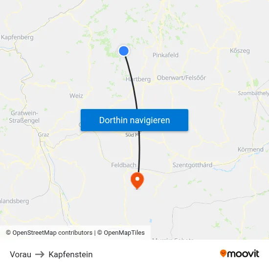 Vorau to Kapfenstein map