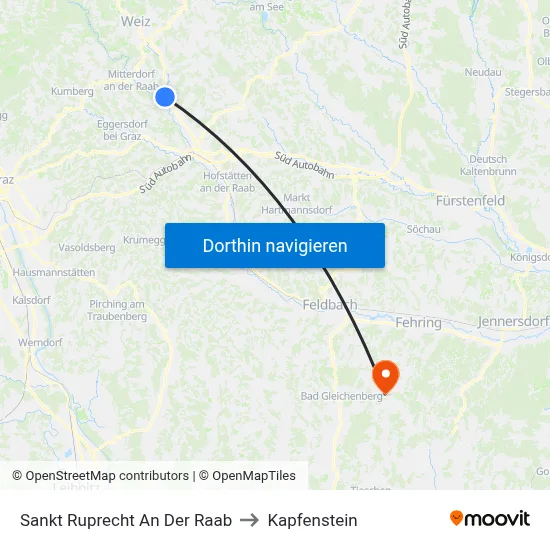 Sankt Ruprecht An Der Raab to Kapfenstein map