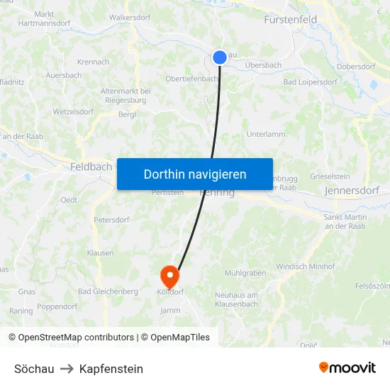 Söchau to Kapfenstein map