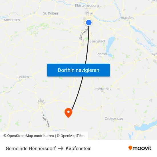 Gemeinde Hennersdorf to Kapfenstein map
