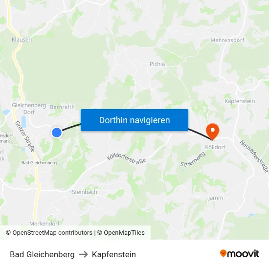 Bad Gleichenberg to Kapfenstein map