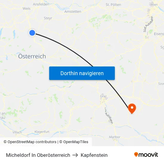Micheldorf In Oberösterreich to Kapfenstein map