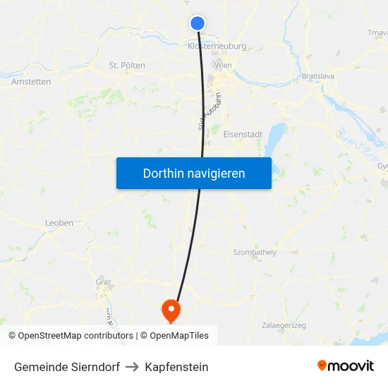 Gemeinde Sierndorf to Kapfenstein map