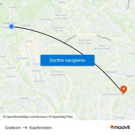Gratkorn to Kapfenstein map