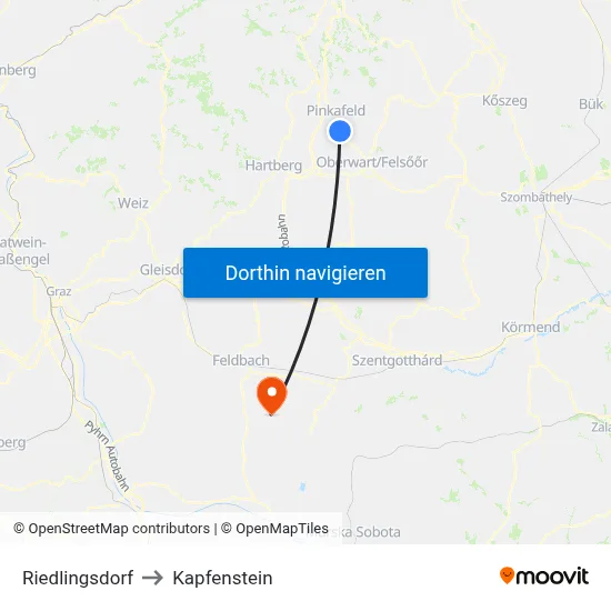 Riedlingsdorf to Kapfenstein map