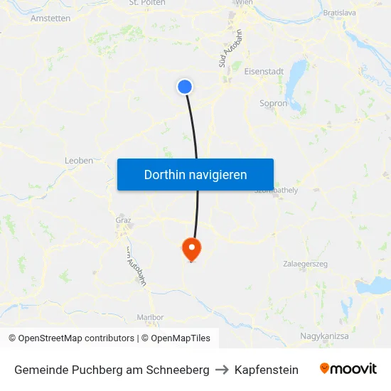 Gemeinde Puchberg am Schneeberg to Kapfenstein map