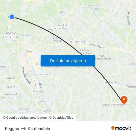 Peggau to Kapfenstein map