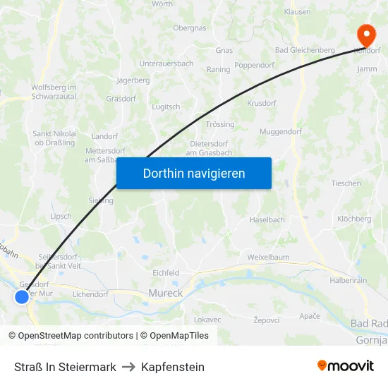 Straß In Steiermark to Kapfenstein map