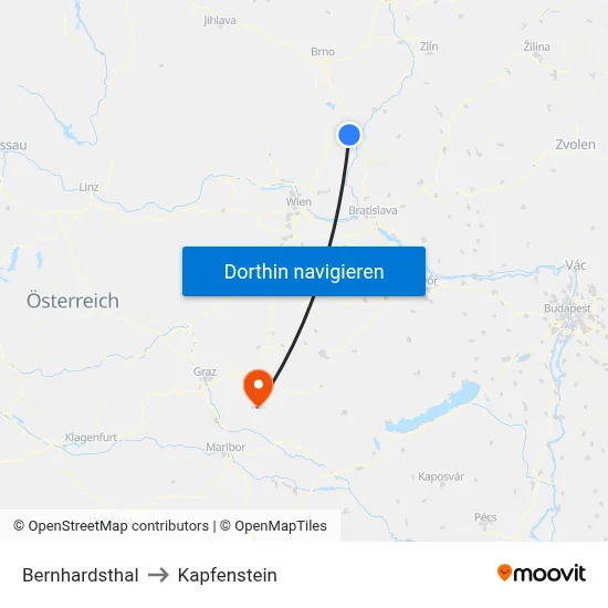 Bernhardsthal to Kapfenstein map