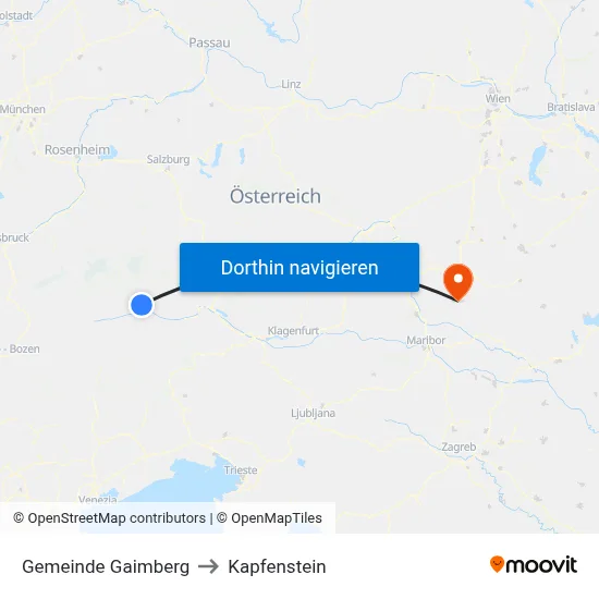 Gemeinde Gaimberg to Kapfenstein map