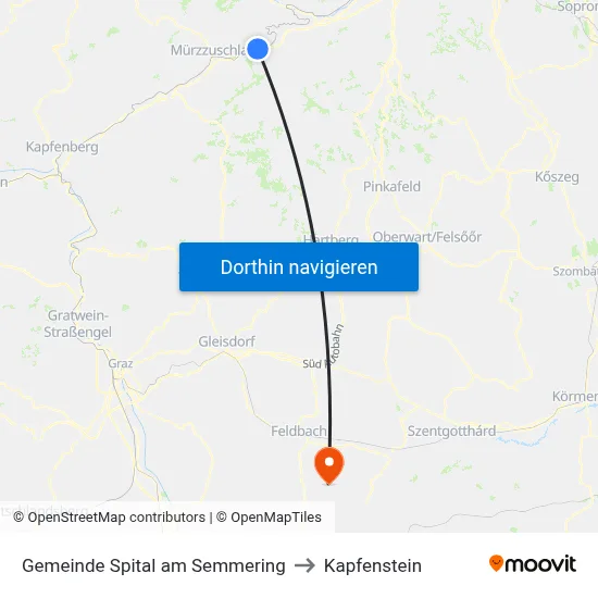 Gemeinde Spital am Semmering to Kapfenstein map